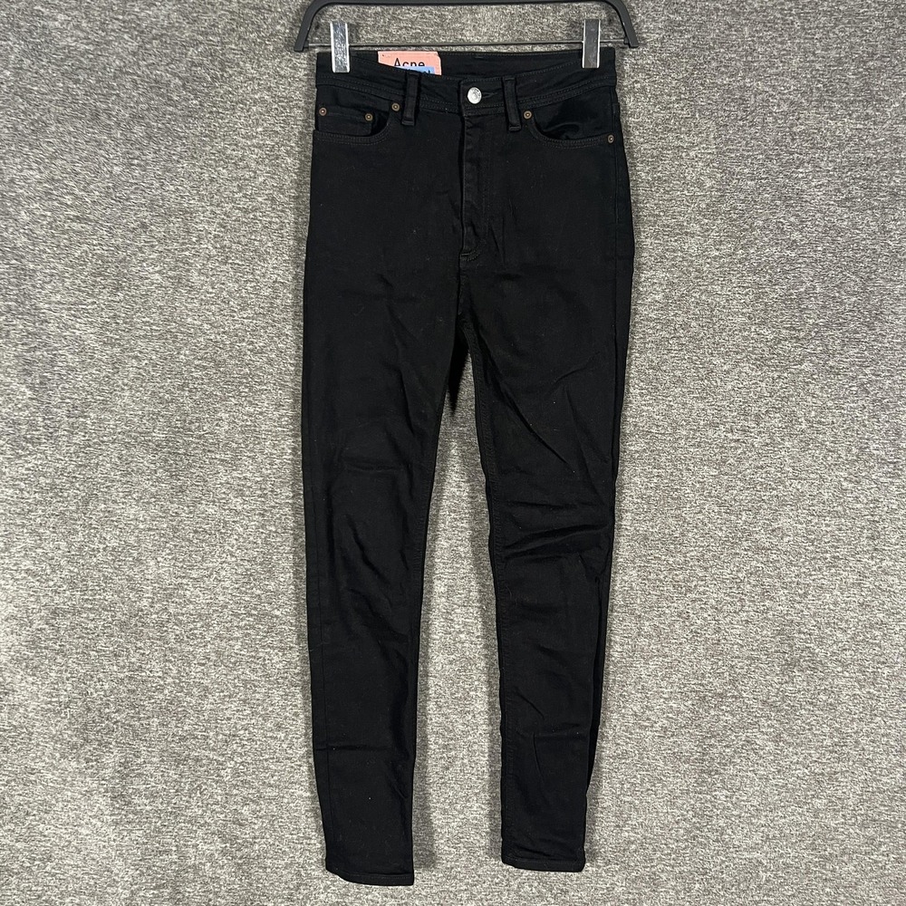 Acne Studios Peg Black Jeans Womens 26‎ Mid Rise Skinny Stretch 25x28 Bla Konst